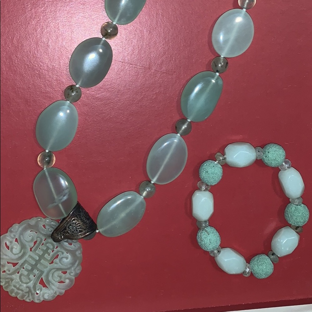 Jade Necklace and Bracelet Set